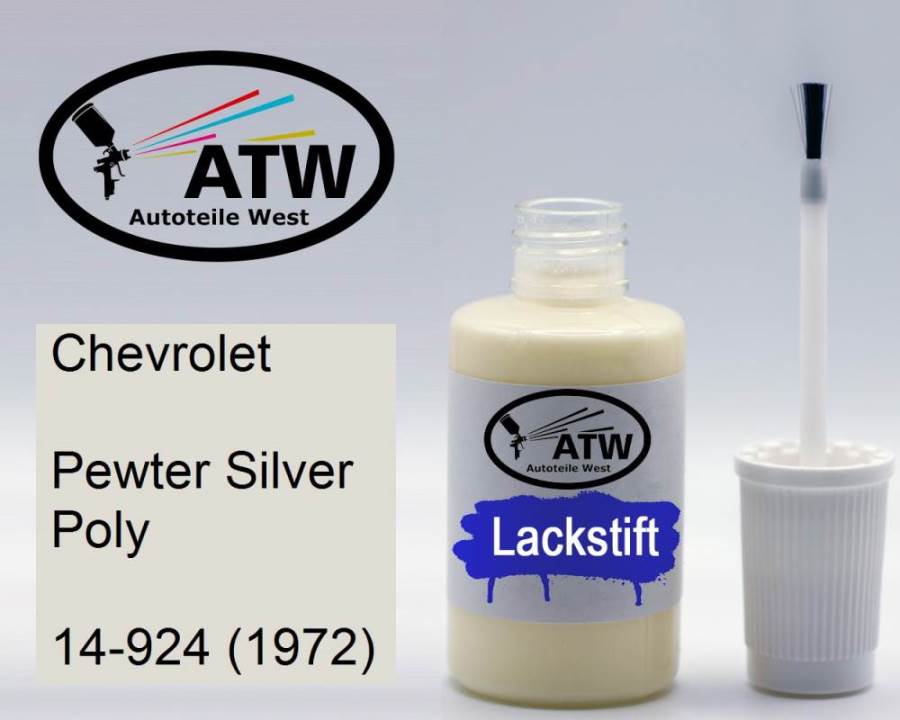 Chevrolet, Pewter Silver Poly, 14-924 (1972): 20ml Lackstift, von ATW Autoteile West.